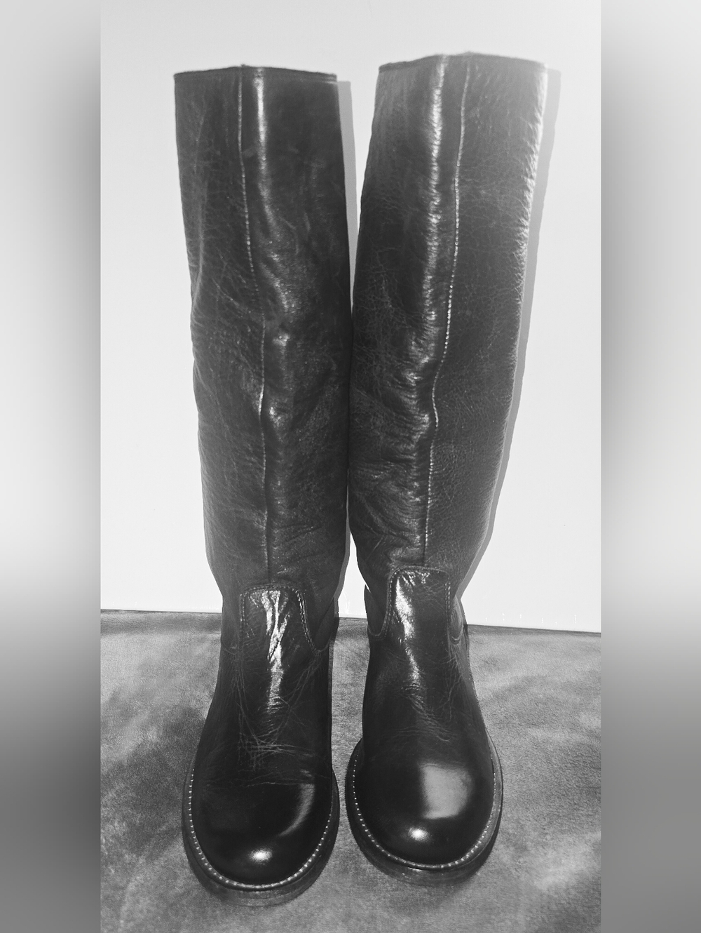 OXMOX Italy Genuine Leather High Boots Size 38,black,see pics measurements